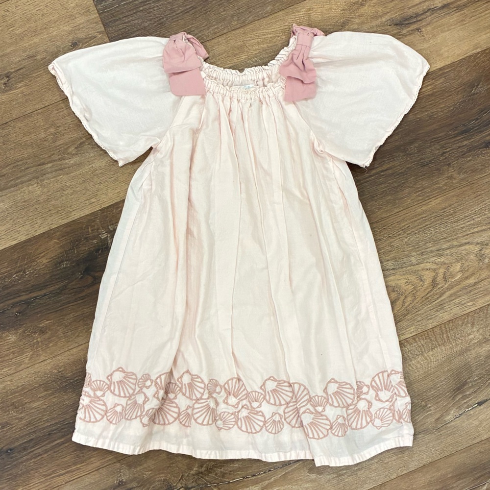 Maggie & Zoe Light Pink Sea Shell Dress Bow Summer Outfit Beach Vacation 5T